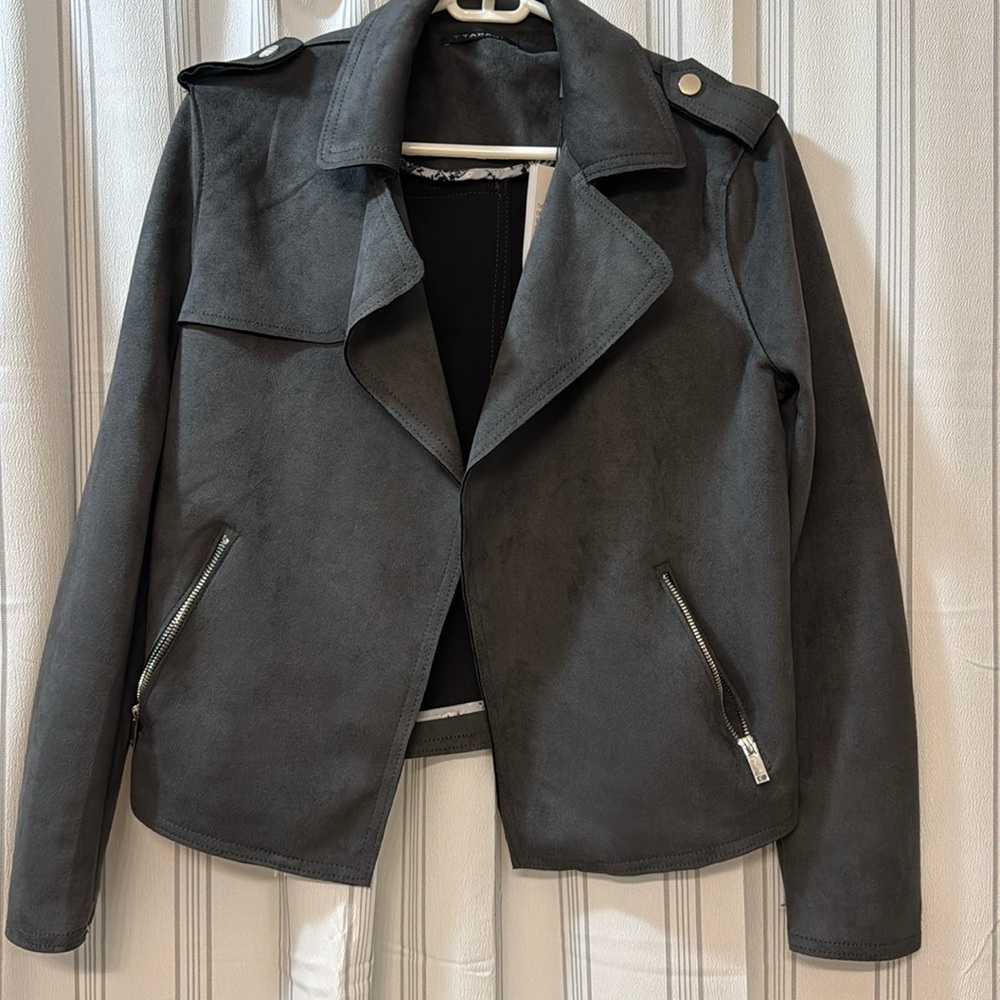 Tahari faux leather jacket
